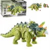 Dinozaur Interaktywny Triceratops Chodzący, Świecący, dla Dzieci Zielony