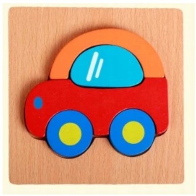 Drewniane puzzle edukacyjne auto – kolorowe klocki rozwijające motorykę i wyobraźnię