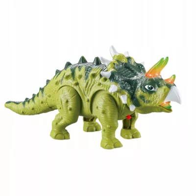 Dinozaur Interaktywny Triceratops Chodzący, Świecący, dla Dzieci Zielony