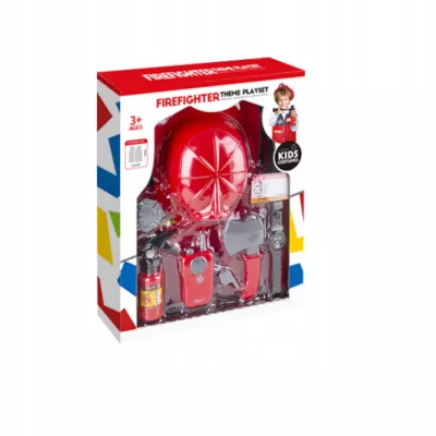 Zestaw małego strażaka kamizelka, gaśnica i akcesoria kask dla dzieci