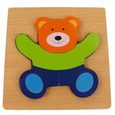Puzzle drewniane edukacyjne Miś – zabawka wspierająca rozwój motoryki i logicznego myślenia