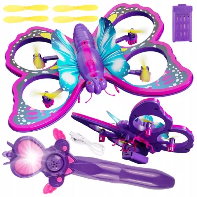Zdalnie sterowany fioletowy motyl RC latający pilot różdżka mini dron