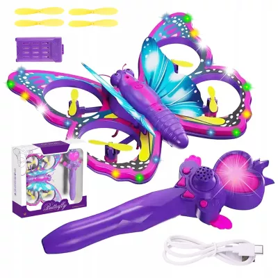 Zdalnie sterowany fioletowy motyl RC latający pilot różdżka mini dron