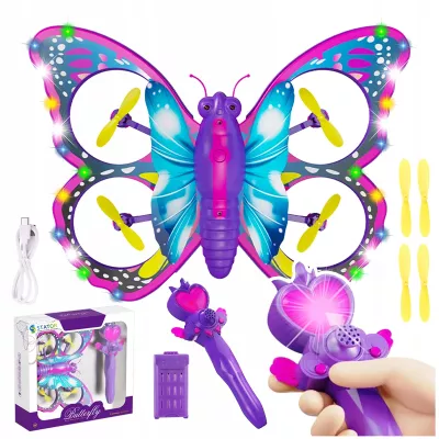 Zdalnie sterowany fioletowy motyl RC latający pilot różdżka mini dron