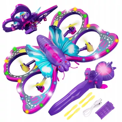 Zdalnie sterowany fioletowy motyl RC latający pilot różdżka mini dron
