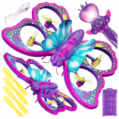 Zdalnie sterowany fioletowy motyl RC latający pilot różdżka mini dron