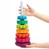 Tęczowa Wieża Piramida Montessori 6 Dysków Edukacyjna 40 cm