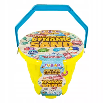 Piasek dynamiczny kinetyczny zestaw PLAŻA wiaderko foremki 6 kolorów 1,5 kg