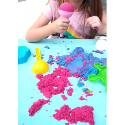 Piasek dynamiczny kinetyczny zestaw PLAŻA wiaderko foremki 6 kolorów 1,5 kg