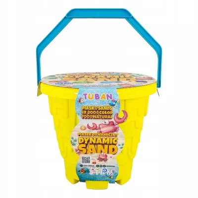 Piasek dynamiczny kinetyczny zestaw PLAŻA wiaderko foremki 6 kolorów 1,5 kg