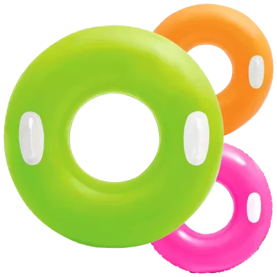 Koło do pływania Intex 76 cm z uchwytami – dmuchane kółko plażowe neon zielony
