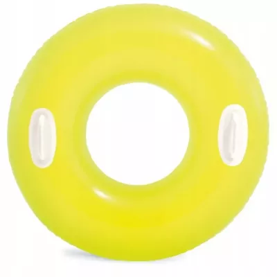 Koło do pływania Intex 76 cm z uchwytami – dmuchane kółko plażowe neon żółty