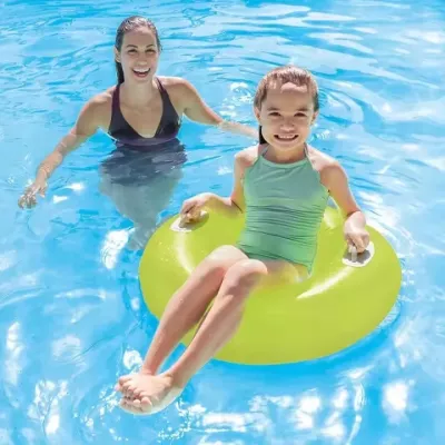 Koło do pływania Intex 76 cm z uchwytami – dmuchane kółko plażowe neon żółty