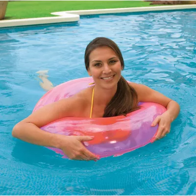 Koło do pływania Intex neon róż – dmuchane koło plażowe półprzezroczyste