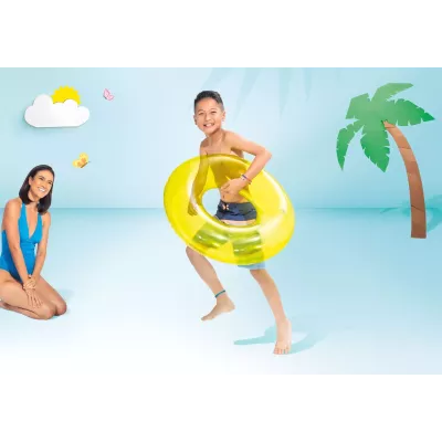Koło do pływania Intex neon żółty– dmuchane koło plażowe półprzezroczyste