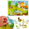 Puzzle Drewniane Farma z Uchwytami – Układanka Edukacyjna dla Dzieci 3+