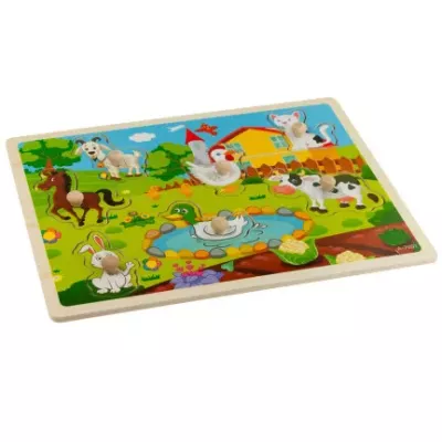 Puzzle Drewniane Farma z Uchwytami – Układanka Edukacyjna dla Dzieci 3+