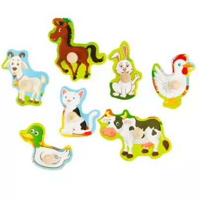 Puzzle Drewniane Farma z Uchwytami – Układanka Edukacyjna dla Dzieci 3+