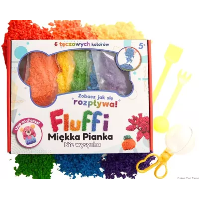 Fluffi Box Masa Piankowa Sensoryczna 6x100 ml + Akcesoria | Kreatywna Zabawa i Rozwój 3+