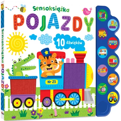 Sensoksiążka pojazdy dźwięki dotykowa książka dla najmłodszych
