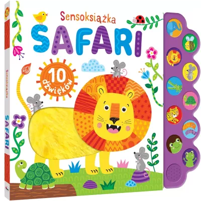 Sensoksiążka safari zwierzęta dźwięki dotykowa książka dla dzieci