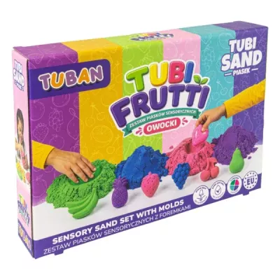 Tubi Frutti Piasek Sensoryczny 4x200 g Kolorowy Zestaw z Foremkami