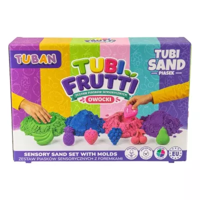 Tubi Frutti Piasek Sensoryczny 4x200 g Kolorowy Zestaw z Foremkami