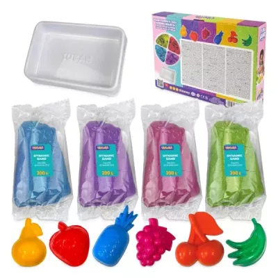 Tubi Frutti Piasek Sensoryczny 4x200 g Kolorowy Zestaw z Foremkami