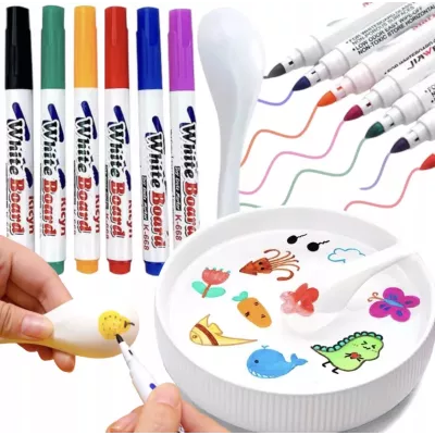 Magiczne Markery Wodne 8 szt. do Rysowania po Wodzie + Porcelanowa Łyżeczka