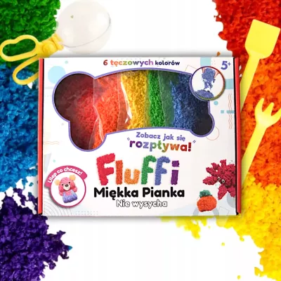 Fluffi Box Masa Piankowa Sensoryczna 6x100 ml + Akcesoria | Kreatywna Zabawa i Rozwój 3+