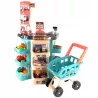 Supermarket zabawkowy z wózkiem, kasą, skanerem i produktami spożywczymi dla dzieci 47el.