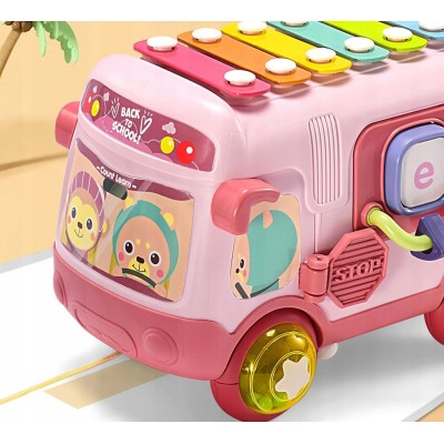 Autobusik interaktywny 5w1 – sorter, cymbałki, grzechotki | Zabawka edukacyjna dla dzieci