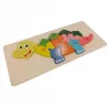 Drewniane puzzle edukacyjne dinozaur – nauka liczb i kolorów, układanka dla dzieci
