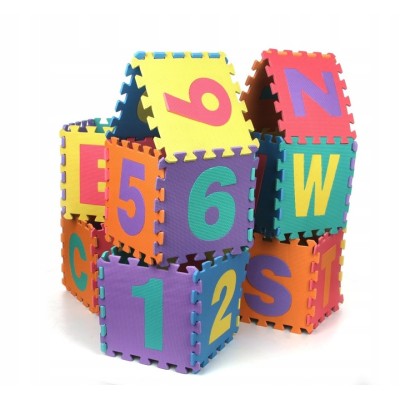 Duże Puzzle Piankowe 36 el. – Edukacyjna Mata Alfabet i Cyfry dla Dzieci