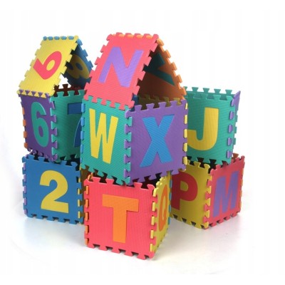 Duże Puzzle Piankowe 36 el. – Edukacyjna Mata Alfabet i Cyfry dla Dzieci