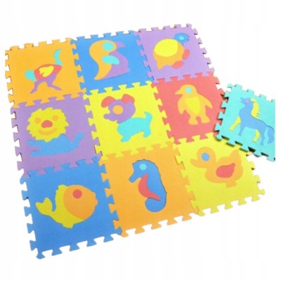 Puzzle piankowe dla dzieci EVA – mata edukacyjna z motywem zwierząt 10 szt.
