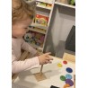 Drewniany sorter tęczowa wieża – piramida z obręczami do układania