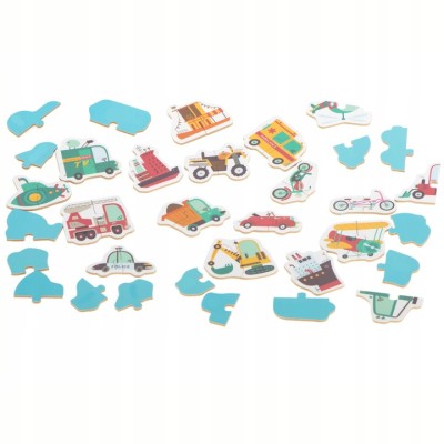 Puzzle pojazdy w puszce dla dzieci – 24 układanki, 48 elementów | Edukacyjna zabawa