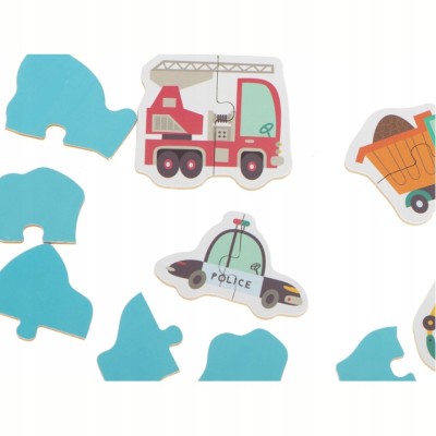 Puzzle pojazdy w puszce dla dzieci – 24 układanki, 48 elementów | Edukacyjna zabawa