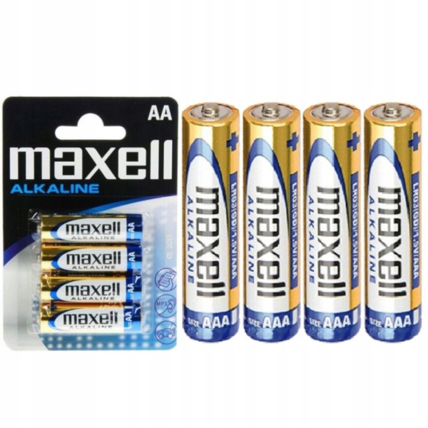 Zestaw 4 baterii AAA 1,5V alkalicznych – niezawodne zasilanie do zabawek MAXELL LR03