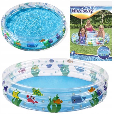 Bestway basen dmuchany dla dzieci 152 cm  51004– trwały ogrodowy basenik z motywem morskich zwierzątek