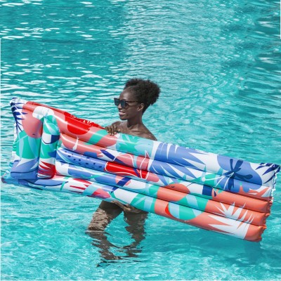 Materac do pływania z zagłówkiem w kwiaty Bestway 44033 – 183x69 cm, lekki i wygodny