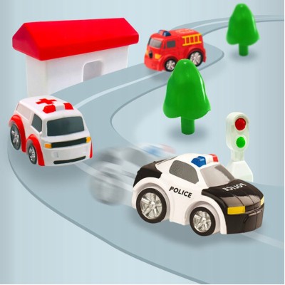 Tor przeszkód z autkami, zjeżdżalnią i windą - zestaw edukacyjny z dźwiękiem i światłem, manualny parking Tor przeszkód z autkami, zjeżdżalnią i windą - zestaw edukacyjny z dźwiękiem i światłem, manualny parking