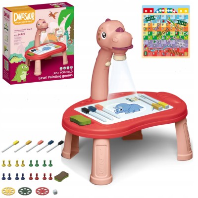 Projektor do rysowania Dinozaur T-Rex z grami – kreatywna zabawka edukacyjna dla dzieci | Chińczyk i Węże i drabiny w zestawi