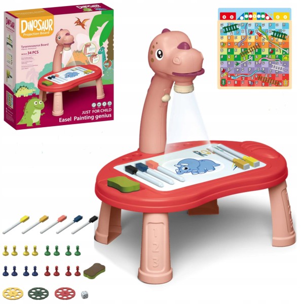 Projektor do rysowania Dinozaur T-Rex z grami planszowymi