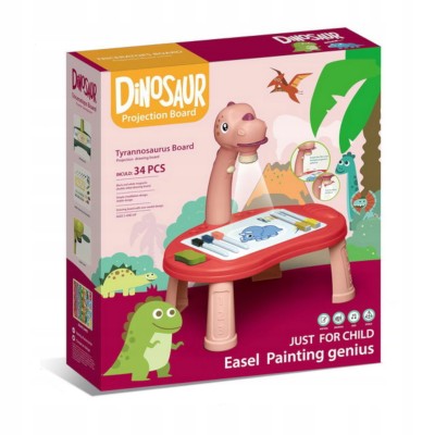 Projektor do rysowania Dinozaur T-Rex z grami – kreatywna zabawka edukacyjna dla dzieci | Chińczyk i Węże i drabiny w zestawi