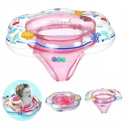 Fotelik do pływania dla dzieci z majteczkami i grzechotkami – stabilne koło dmuchane 51 cm | bezpieczeństwo i zabawa w wodzie