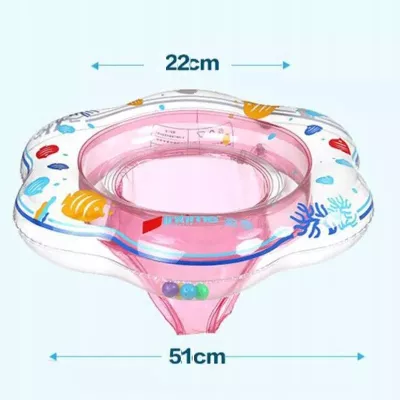 Fotelik do pływania dla dzieci z majteczkami i grzechotkami – stabilne koło dmuchane 51 cm | bezpieczeństwo i zabawa w wodzie