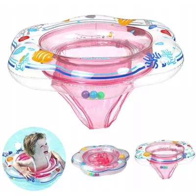 Fotelik do pływania dla dzieci z majteczkami i grzechotkami – stabilne koło dmuchane 51 cm | bezpieczeństwo i zabawa w wodzie