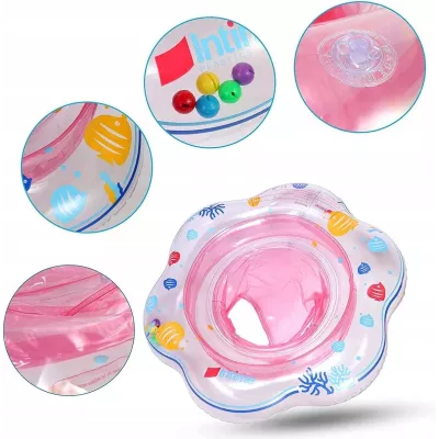 Fotelik do pływania dla dzieci z majteczkami i grzechotkami – stabilne koło dmuchane 51 cm | bezpieczeństwo i zabawa w wodzie